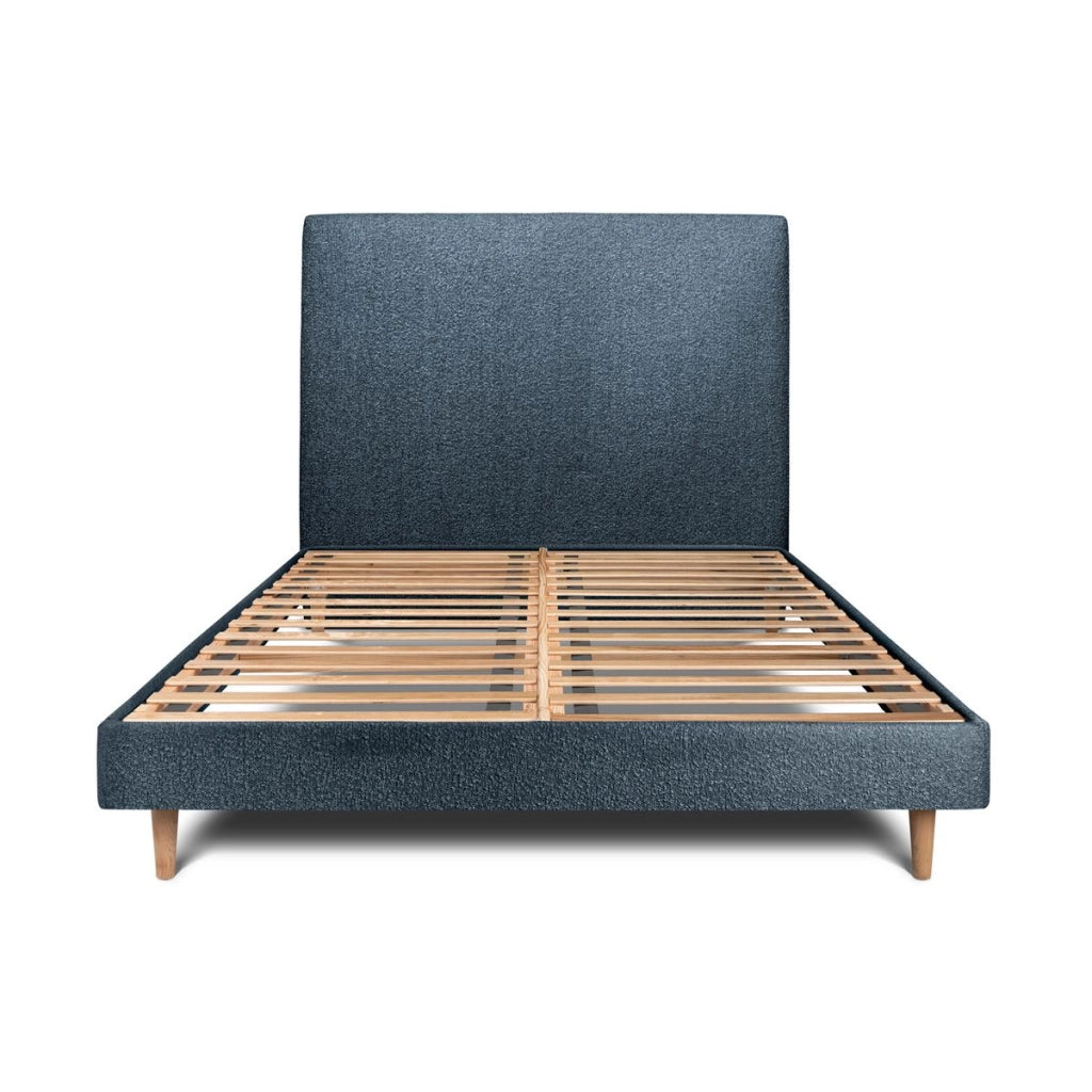 Letto 140x200 cm con testata imbottita - tessuto bouclé