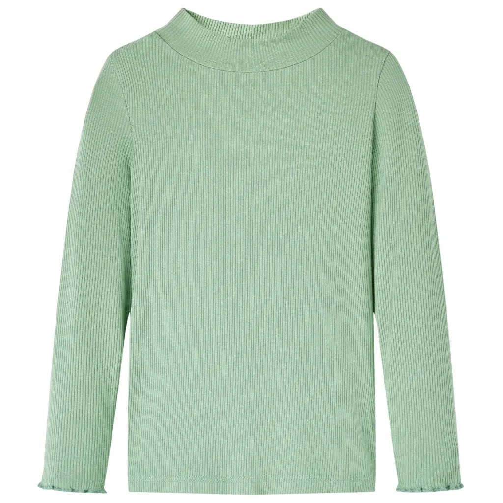 Maglietta da Bambina Maniche Lunghe a Lupetto Menta Scuro 140cod mxl 107972