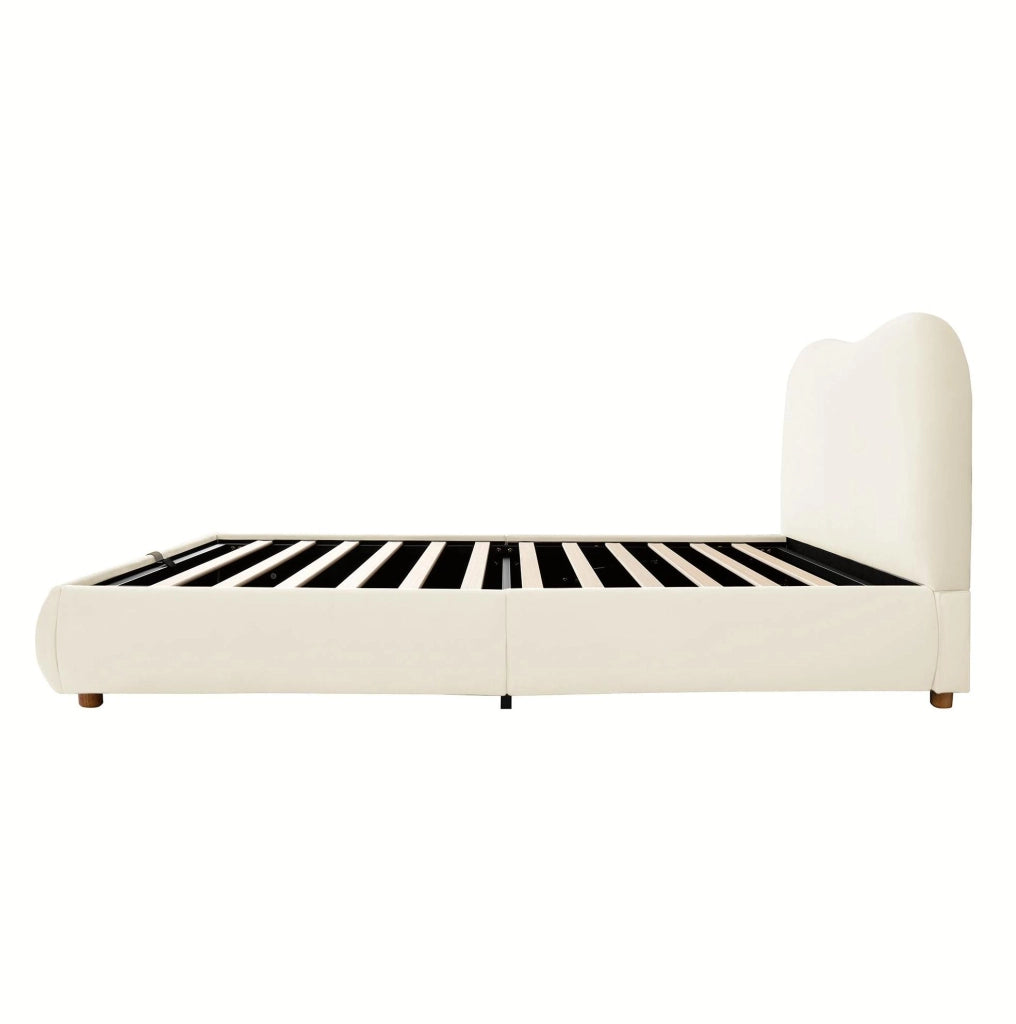 Letto imbottito con contenitore in velluto beige