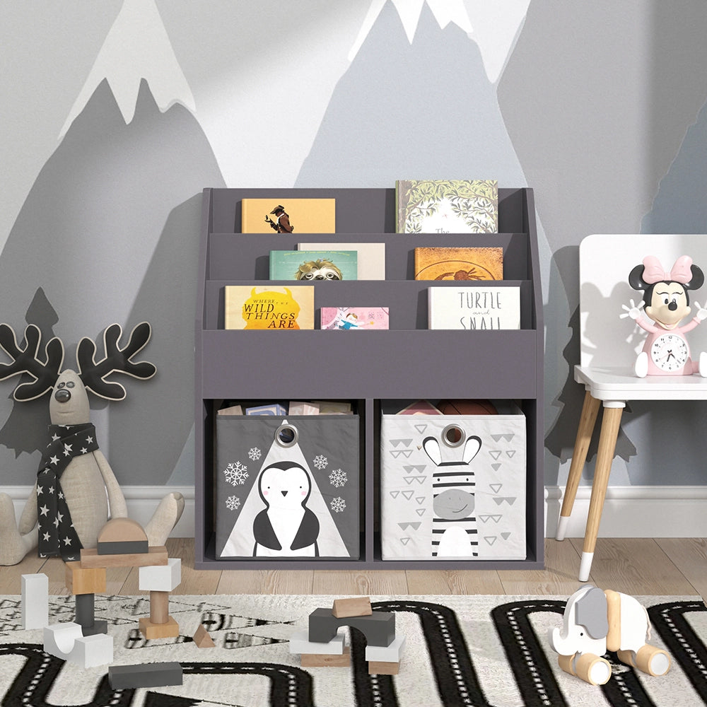 Vicco Libreria bambini Grigio 30.7 x 79 cm con 2 scatole pieghevoli opt.2