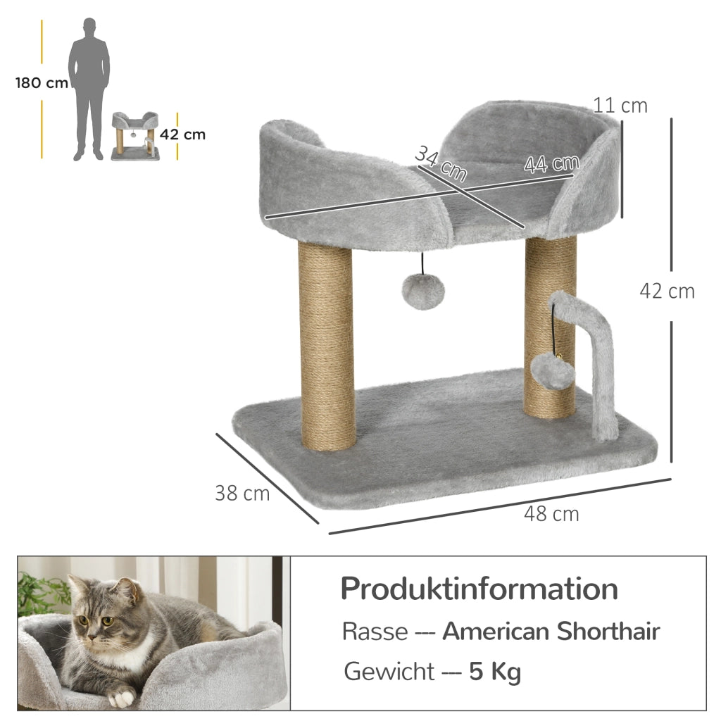 Albero tiragraffi per gatti con piattaforma ¨C Zephmum ¨C Grigio 42 cm