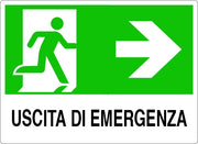 CARTELLO SEGNALETICO USCITA DI EMERGENZA DESTRA  cm. 30x20 10.00 pz