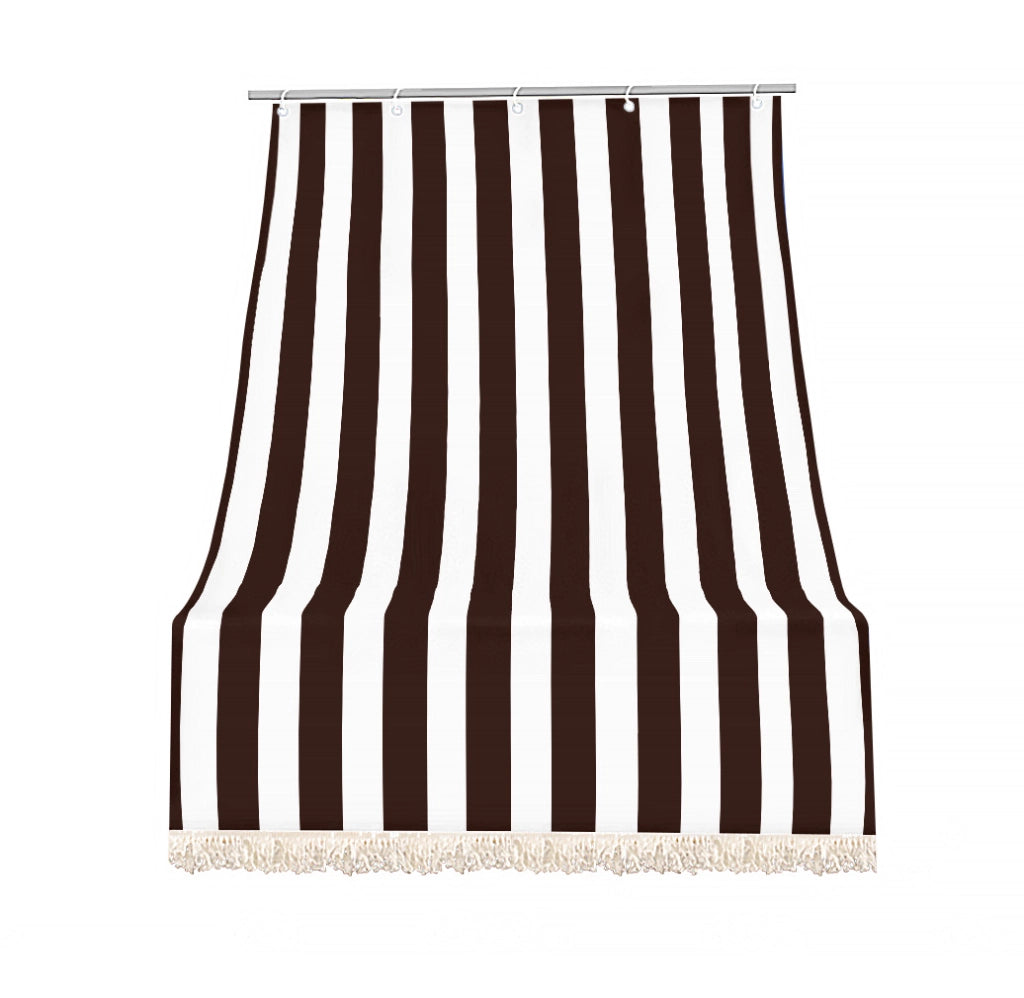 Tenda da sole tessuto resistente per esterno, Terrazzo, con anelli lavabile frange pizzo, da Balcone - Marrone - 140x250 cm