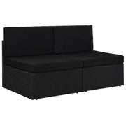 Divano Modulare a 2 Posti in Polyrattan Nero cod mxl 65823