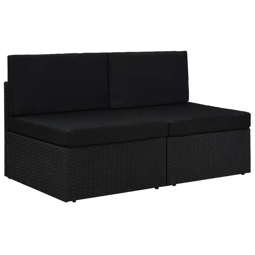 Divano Modulare a 2 Posti in Polyrattan Nero cod mxl 65823