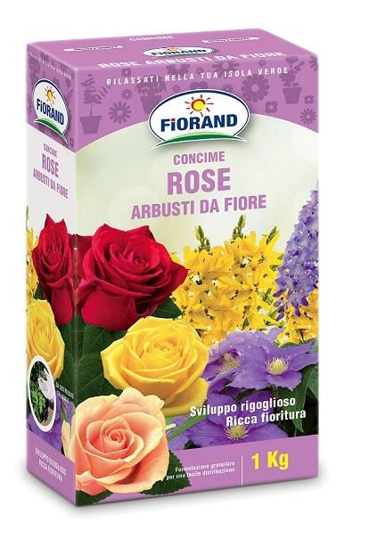 FIORAND CONCIME GRANULARE PER ROSE ED ARBUSTI DA FIORE SVILUTTO RIGOGLIOSO RICCA FIORITURA 1 KG