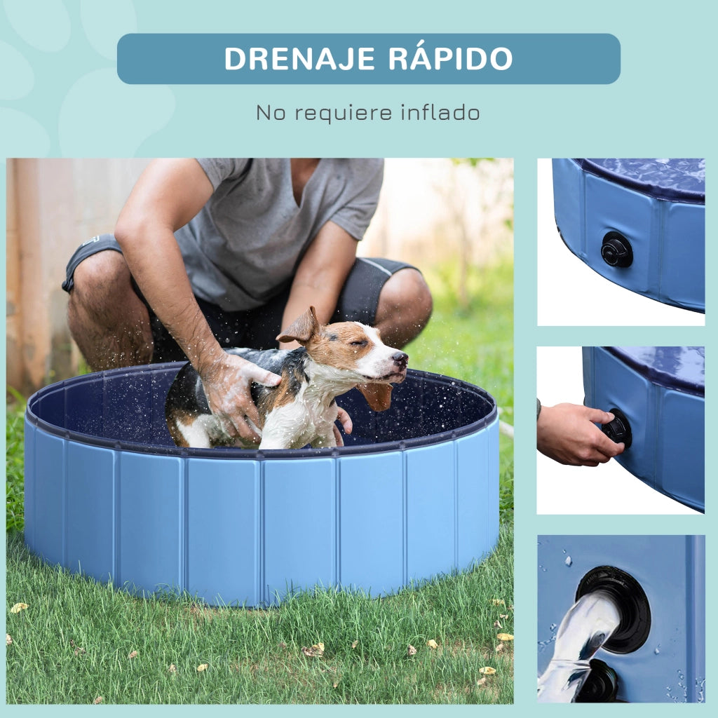 Piscina Pieghevole per Cani Gatti ¨C zephmum ¨C PVC Blu ?100x30 cm