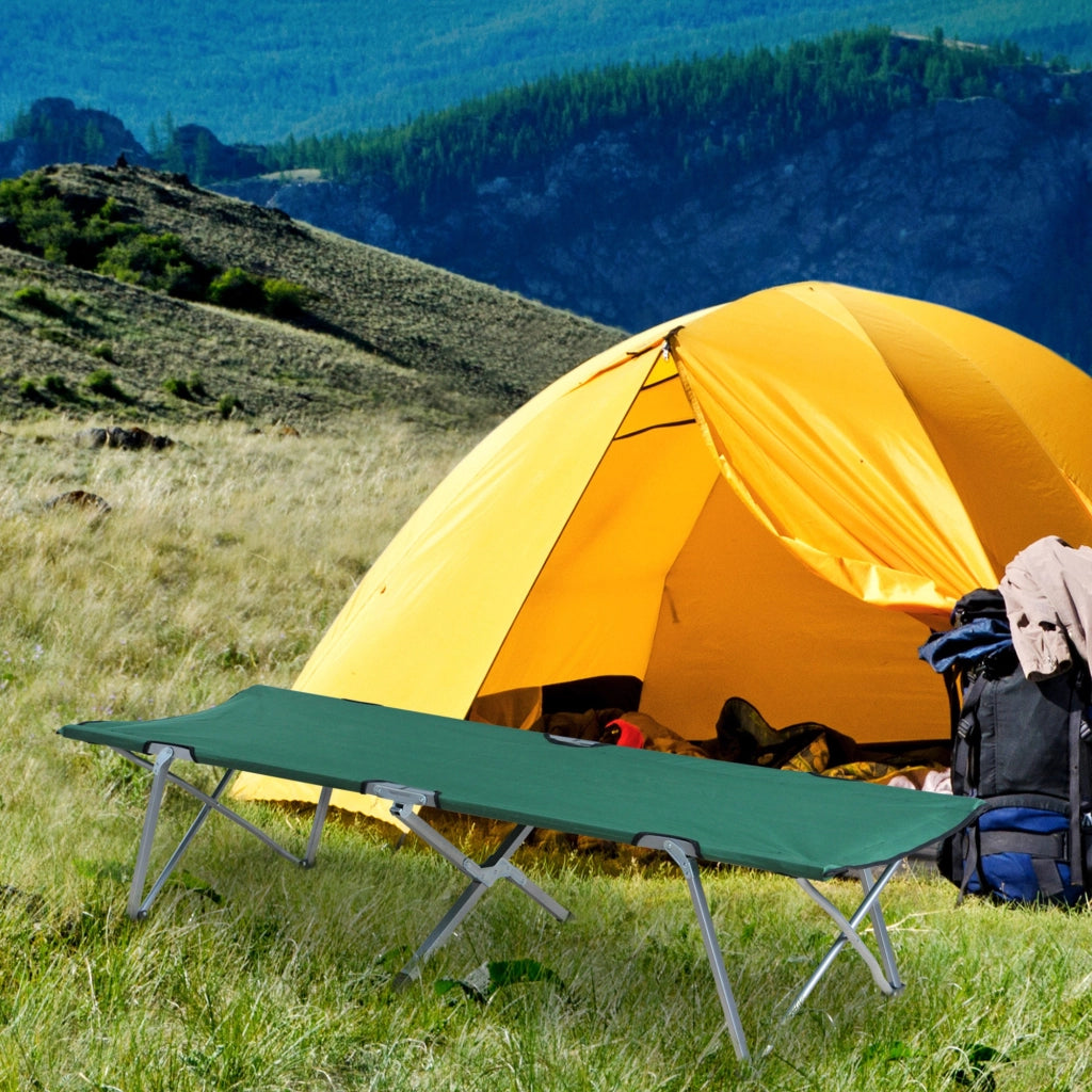 Letto Pieghevole da Campeggio ¨C Minimal ¨C Verde Metallo Tela Oxford 600D 193x64x40 cm