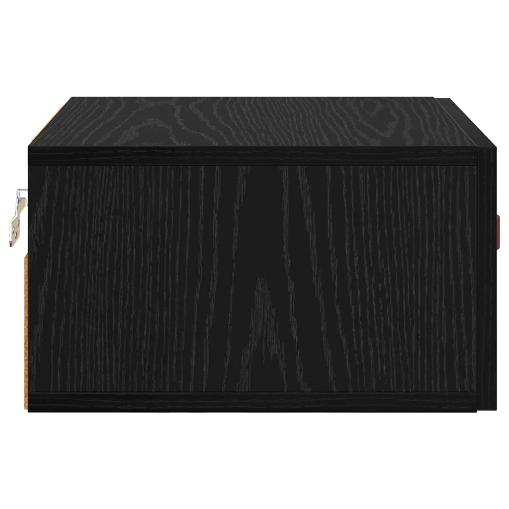 Mobiletto da comodino a parete Rovere Nero 35 x 35 x 20 cm