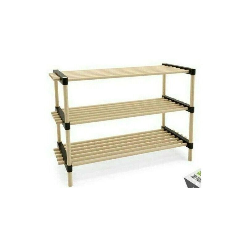 SCAFFALE MODULARE IN LEGNO RETTANGOLARE CON 3 RIPIANI 76 X 28 X H50 CM