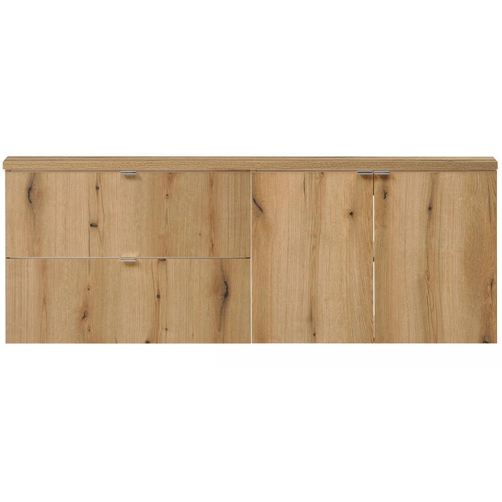 Set NEWPORT 2 Mobili Pensili Sottolavabo con Piano di Lavoro 160x60x40 cm Effetto Rovere [en.casa]