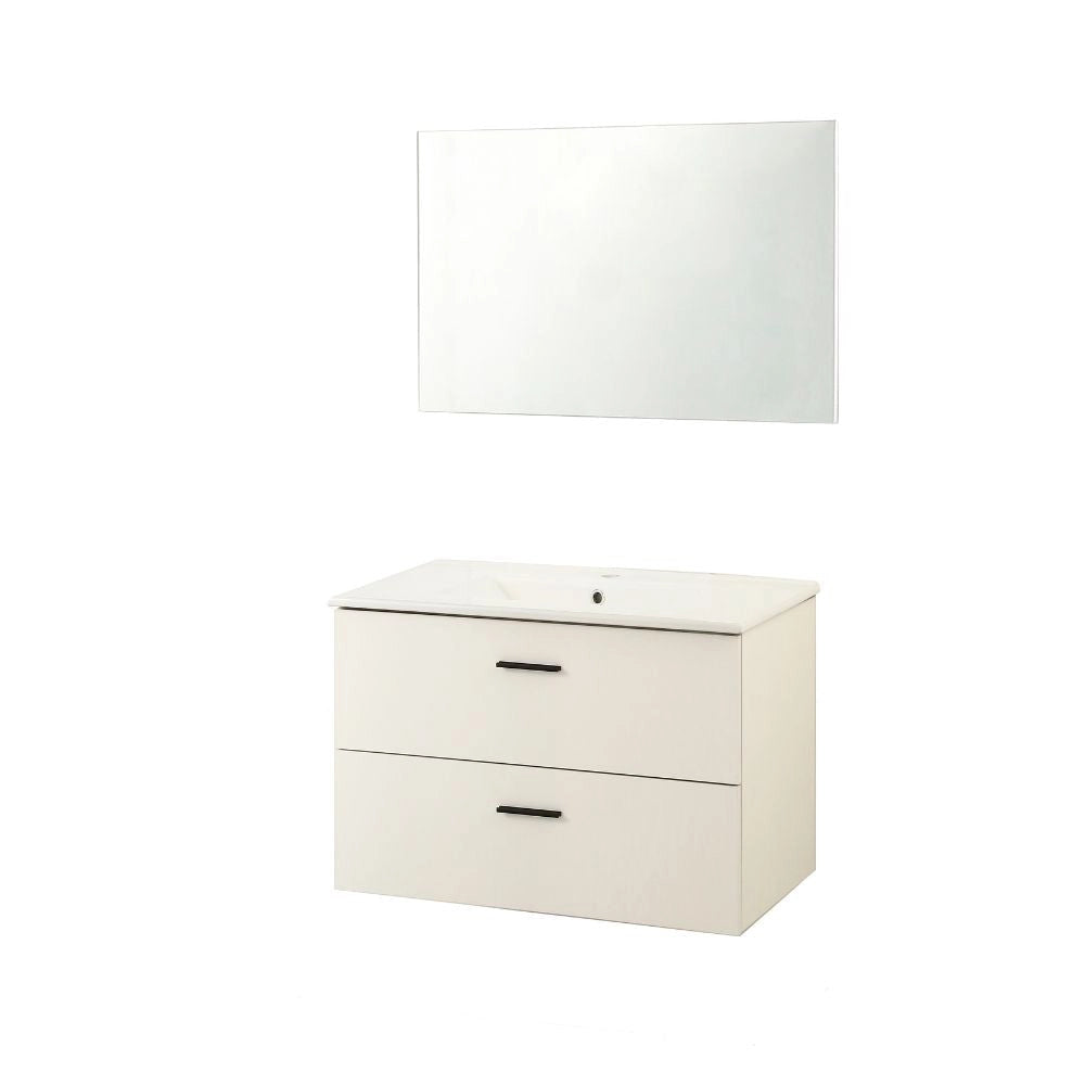 Mobile bagno sospeso Lario con lavabo e specchio bianco 80x46x48 H cm
