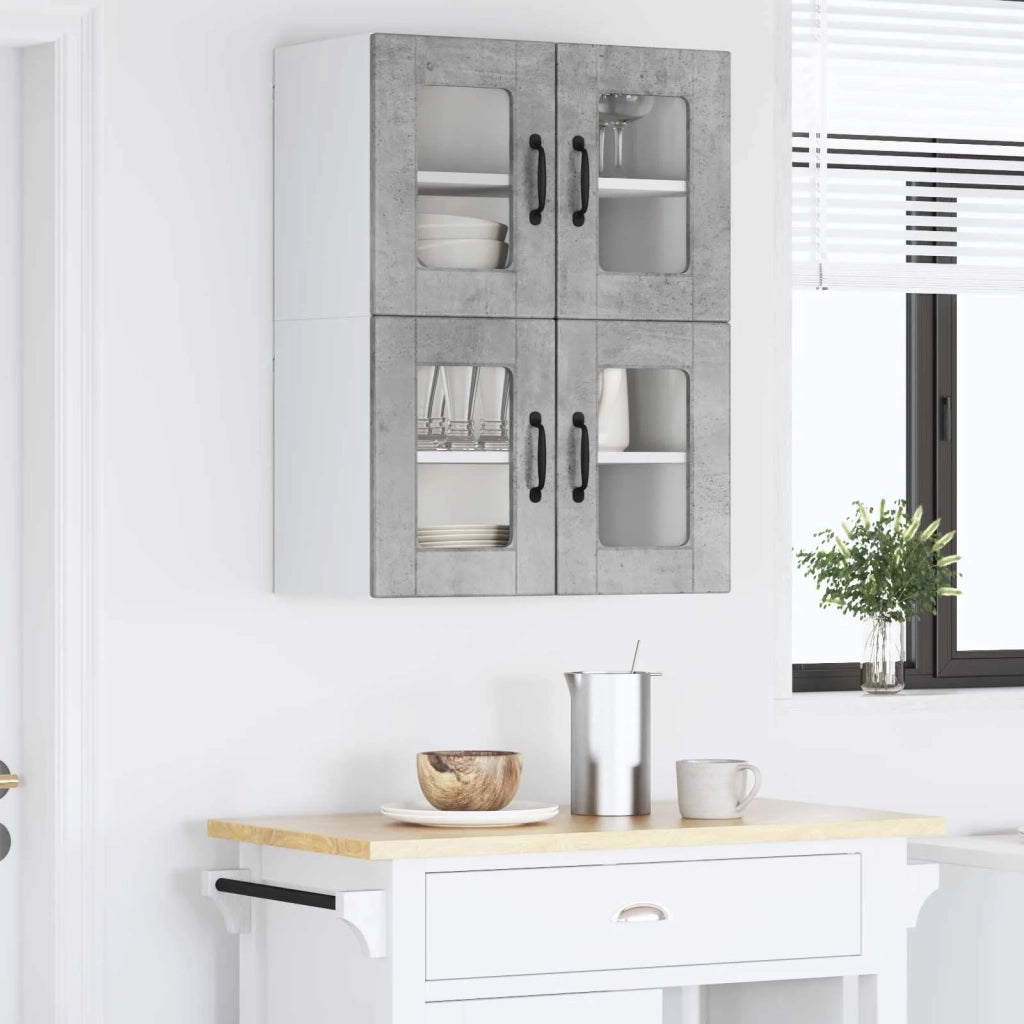 Mobile in vetro da parete PORTO 2 pcs Grigio cemento 885322