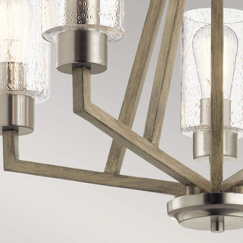 Lampadario Deryn grigio anticato in vetro 5xE27 Kichler