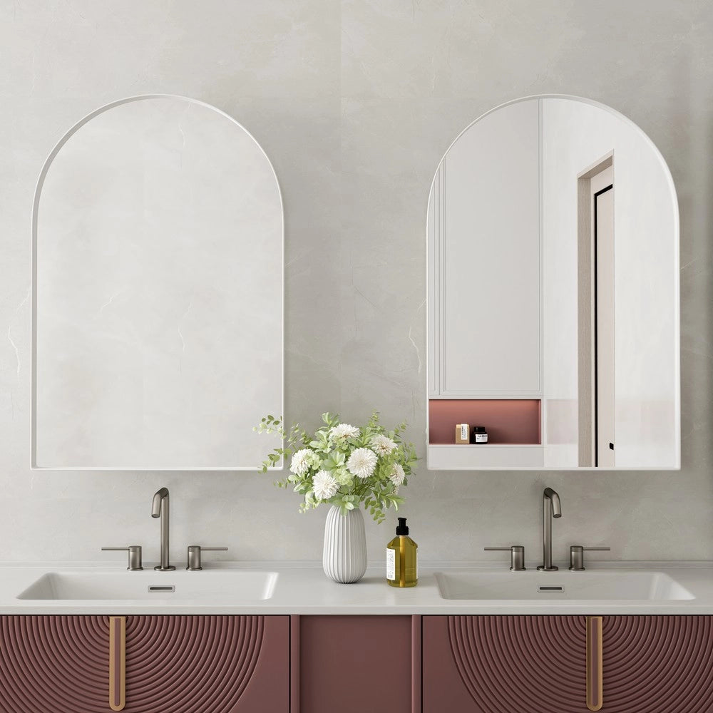 Armadietto Specchio con Ripiani ¨C MINIMAL ¨C Bianco, Metallo, da Parete