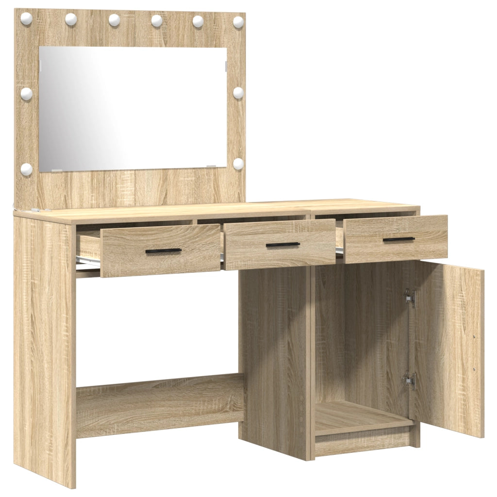 Set Toeletta 2 Pezzi con LED in Legno Ingegnerizzato Rovere Sonoma