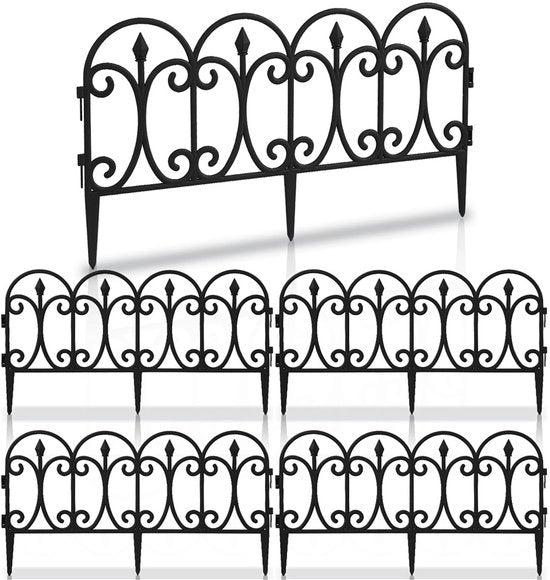 Recinzione in plastica - bordo - cancelli decorativi - 30 cm alto - nero 5 pezzi