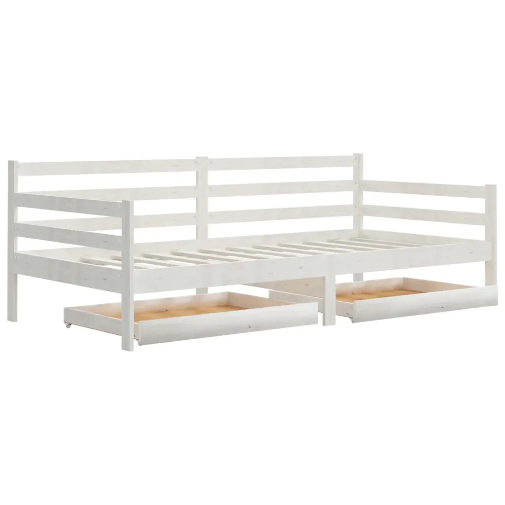 Divano Letto con Cassetti 90x200 cm Bianco in Massello di Pino 3083680