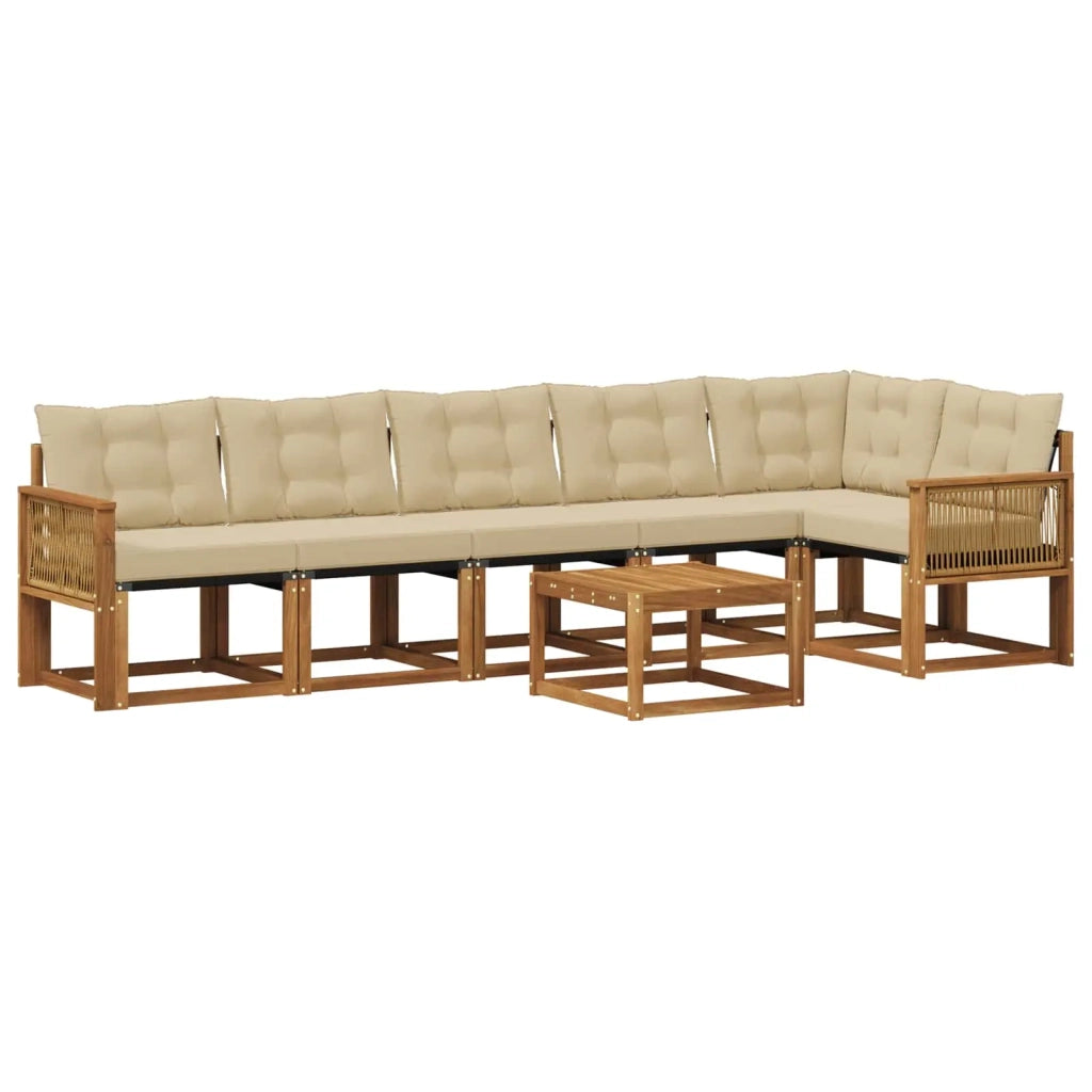 Set di divani da esterno 7 pz Naturale e Beige 3382005