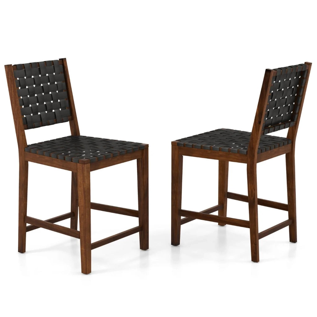 Set di 2 sgabelli da bar curvi di design 52 x 58,5 x 101 cm seduta ergonomica moderna in legno di acacia nero 20_0020641