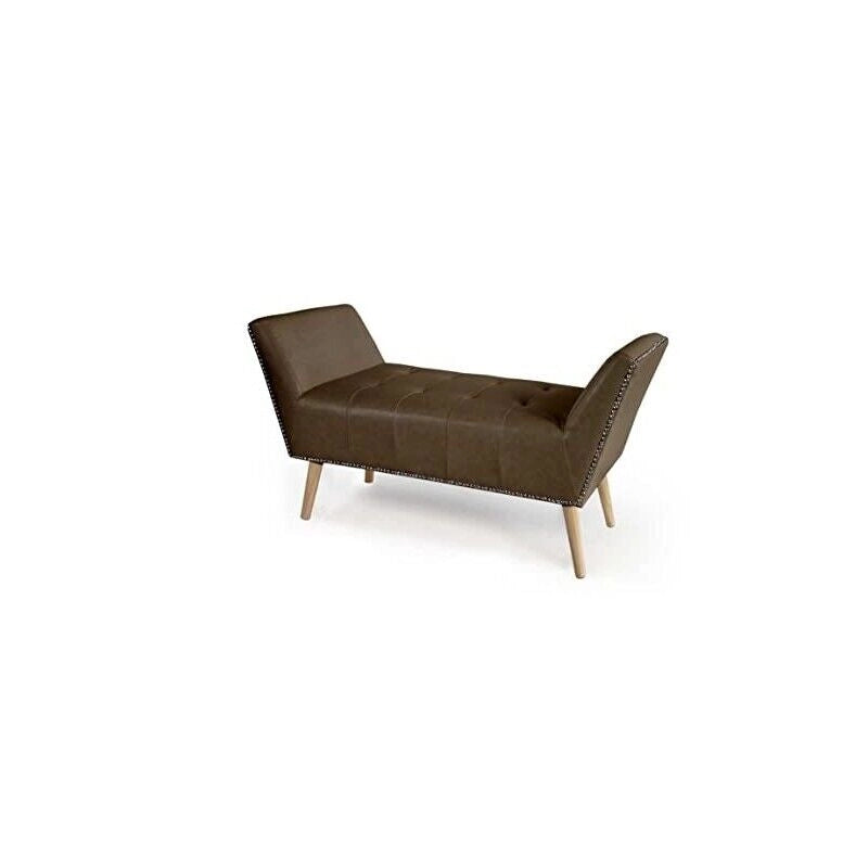 PANCA IN SIMILPELLE CON GAMBE LEGNO 111 X 40 X 60 CM IN COLORE MARRONE