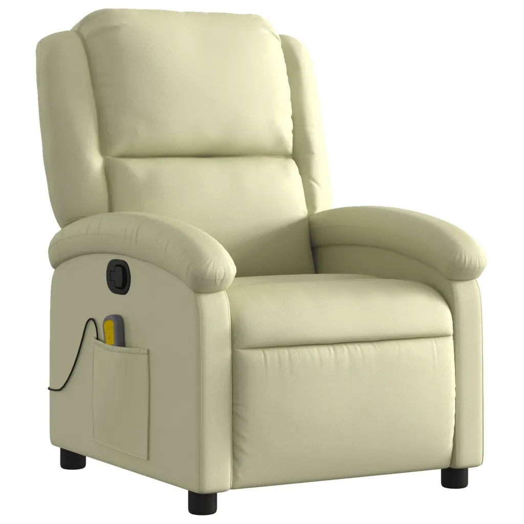 Divano Sedia-Poltrona reclinabile massaggiante in Vera Pelle Crema 895286