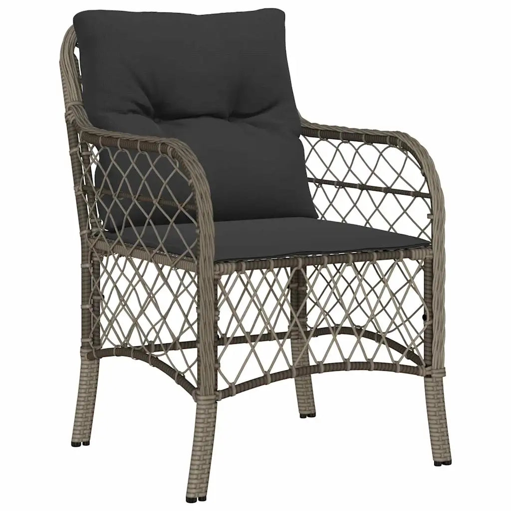 Set da Pranzo per Giardino con cuscino 3 pcs Grigio polyrattan 3380218