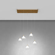 Lampadario Contemporaneo Inside Metallo Ottone Vetro Bianco 5 Luci G9