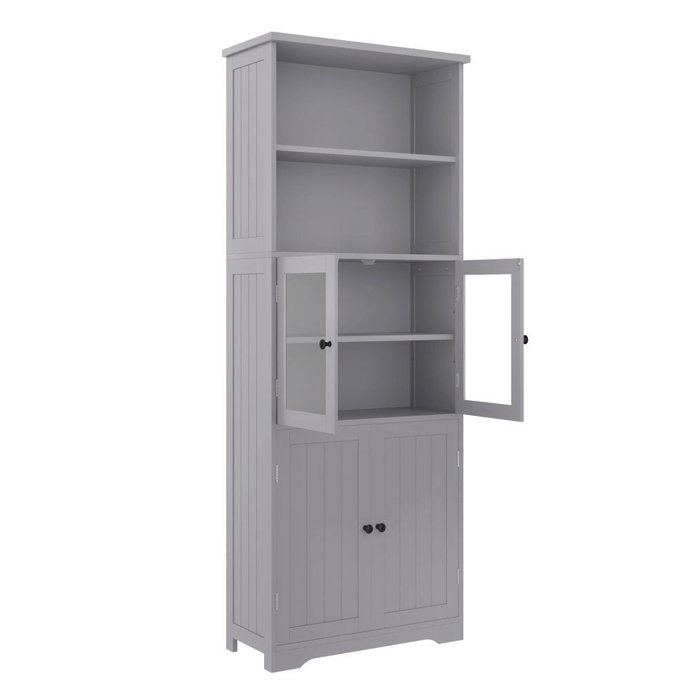 Armadio-Xylo-57.5x28.5x160cm bagno grigio vetro ripiani