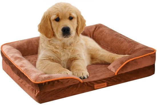 Cuscino per Cani Ortopedico per Piccoli Cani - Cuscino con Coperchio Rimovibile, Lavabile, Copertura Idrorepellente e Fondoscala Antiscivolo, 60cm L x 45cm P x 15cm A (Marrone)