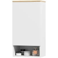 Armadietto Bagno a Muro con Mensole Regolabili e Ripiano Aperto in Legno e MDF,  40x27x77 cm, Bianco