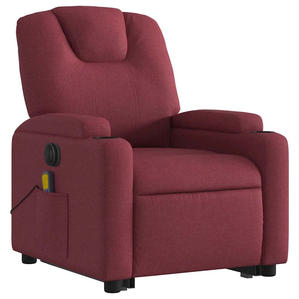 Poltrona Alzapersona Massaggiante Elettrica Rosso Vino Tessuto 3204407