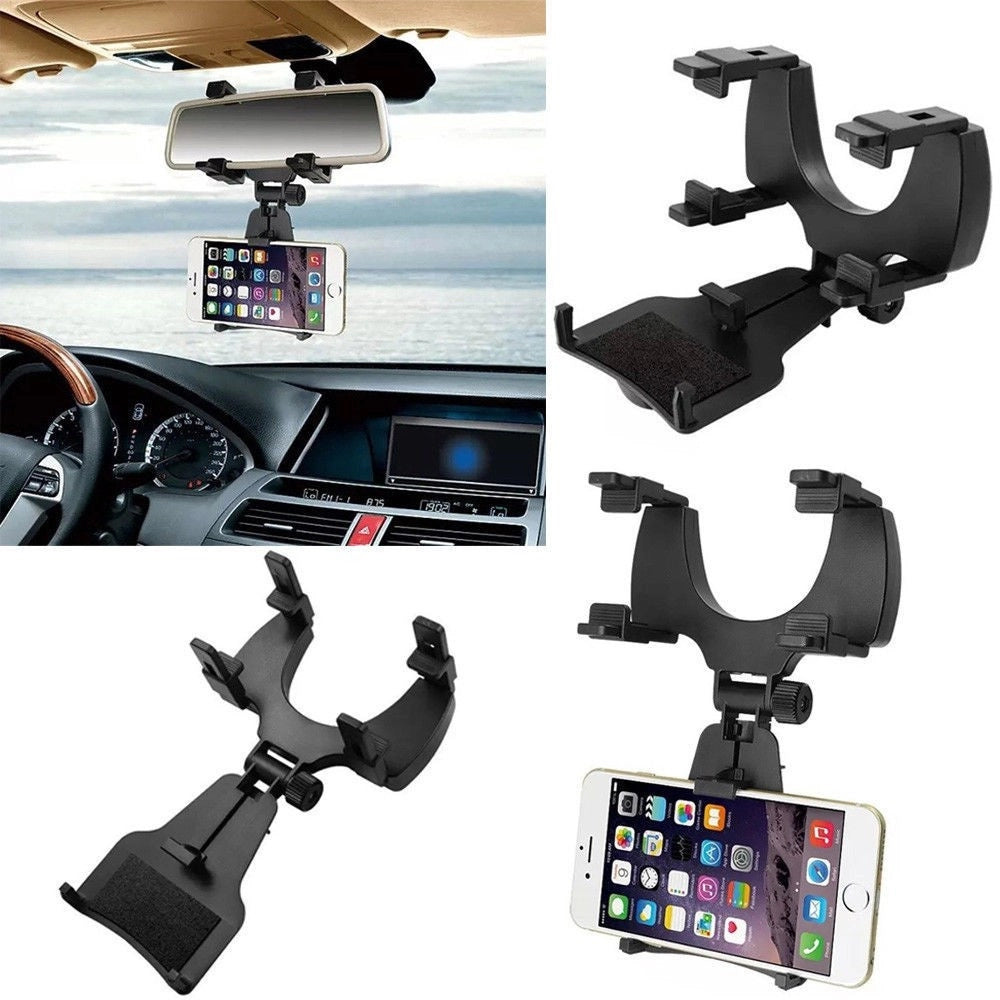 Trade Shop - Porta Cellulare Supporto Da Specchietto Retrovisore Auto Navigatore Regolabile -