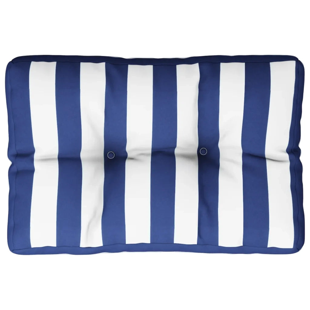 Cuscino per Pallet Strisce Bianche e Blu 50x40x12 cm in Tessuto 360550