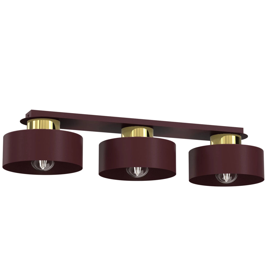 Lampada da soffitto a barra Marti 3xE27 bordeaux oro