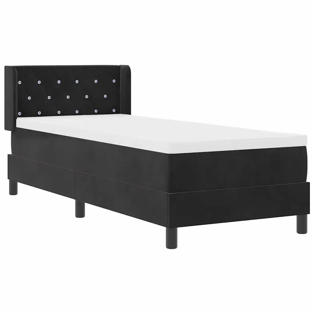 Letto a molle con materasso Nero 200 x 80 cm Poliestere