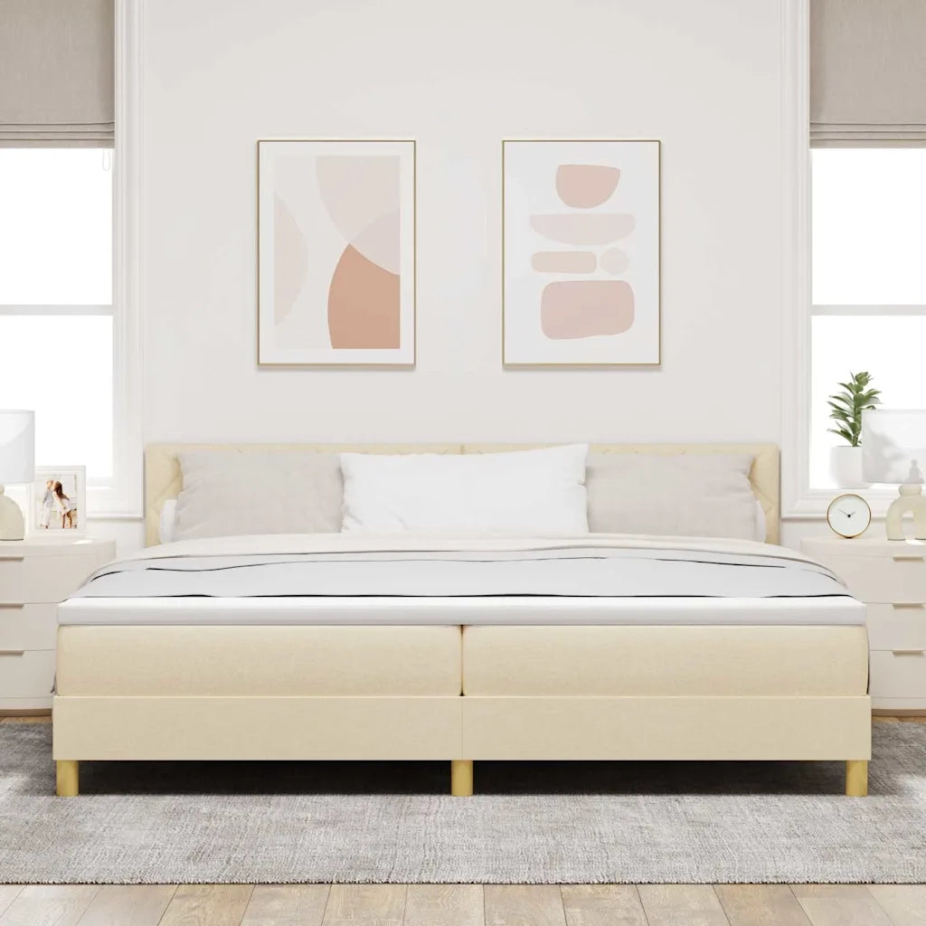 Letto a Sorgente LED con materasso Crema 200 x 200 cm Tessuto