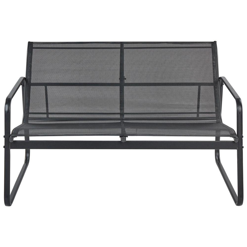 Set di divani da giardino in metallo nero 4 posti con tavolo stile moderno