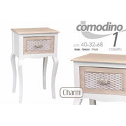 Comodino charm camera shabby con cassetto Effetto anticato cm 40 x 32 x 68 h
