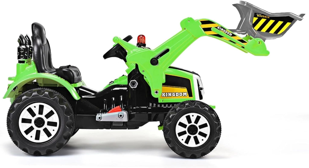 12V Veicolo di Ingegneria per Bambini, Macchina Giocattolo Grande, Escavatore Alimentato con 2 Velocità per Bambini 3-8 Anni, 149x62x74 cm (Verde)