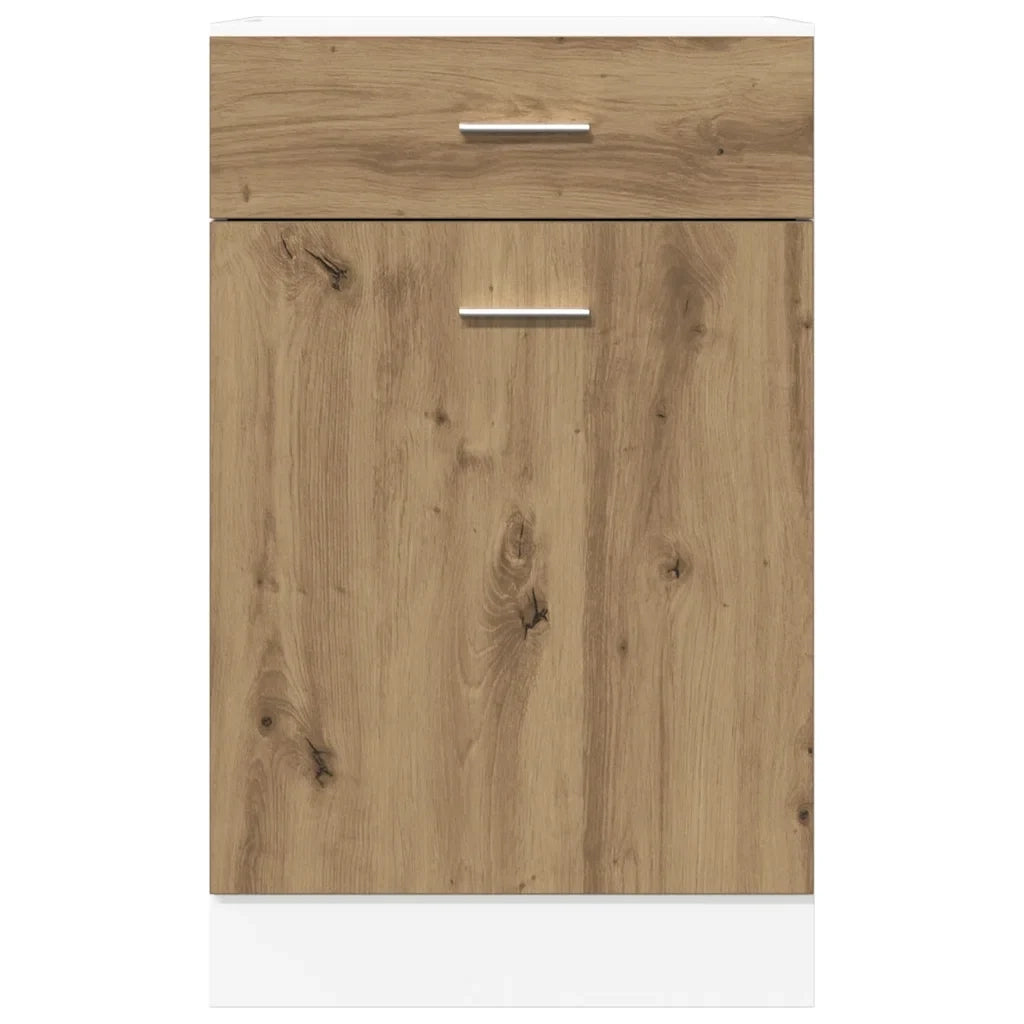 Mobiletto da cucina moderno con cassetti pratico contenitore 50 x 46 x 81 cm legno di rovere ingegnerizzato realizzato artigianalmente 02_0050741