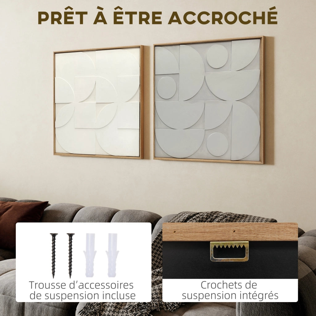 Quadro 3D in legno ¨C zephmum ¨C bianco 80x80 cm
