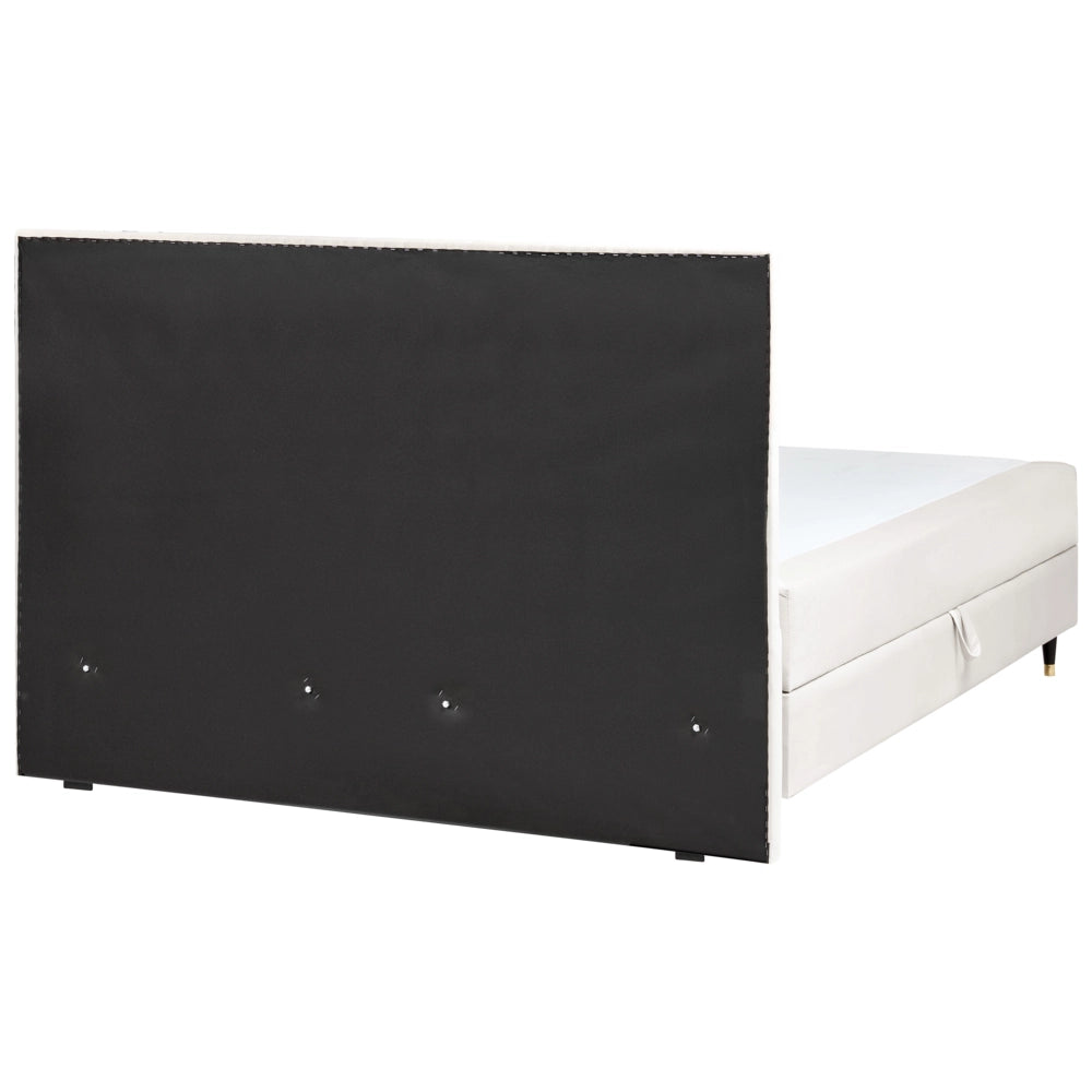 Letto Tessuto Tortora 160 x 200 cm Imbottito Struttura Con Testiera Trapuntata E Materasso