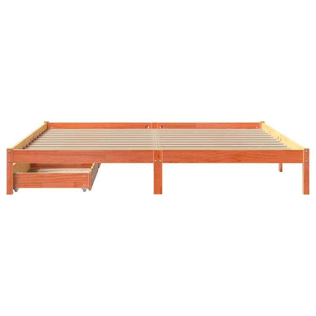 Letto senza Materasso Marrone Cera 200x200 cm in Legno di Pino 3301458