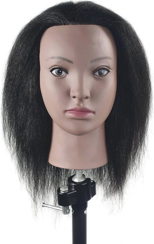Manichino Capo 100% Capelli Naturali per Parrucchieri e Cosmetologia