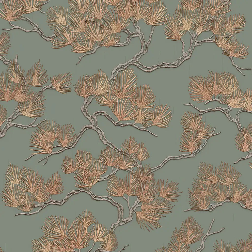 DUTCH WALLCOVERINGS Carta da Parati Motivo a Pino Verde 437397
