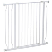 Cancelletto di Sicurezza per Animali Domestici Regolabile 75-95 cm in Acciaio e ABS Bianco