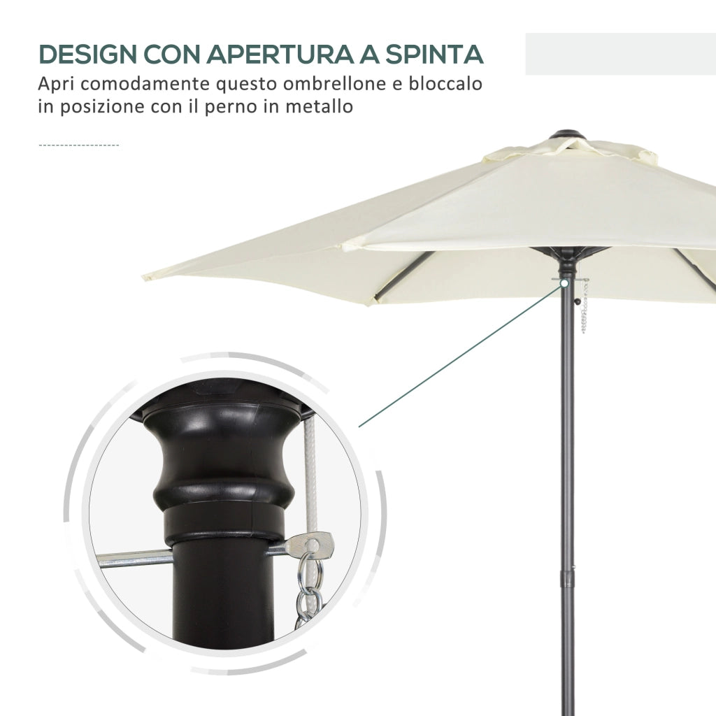 Ombrellone da Giardino Rotondo 2x2m ¨C zephmum ¨C Beige, Alluminio
