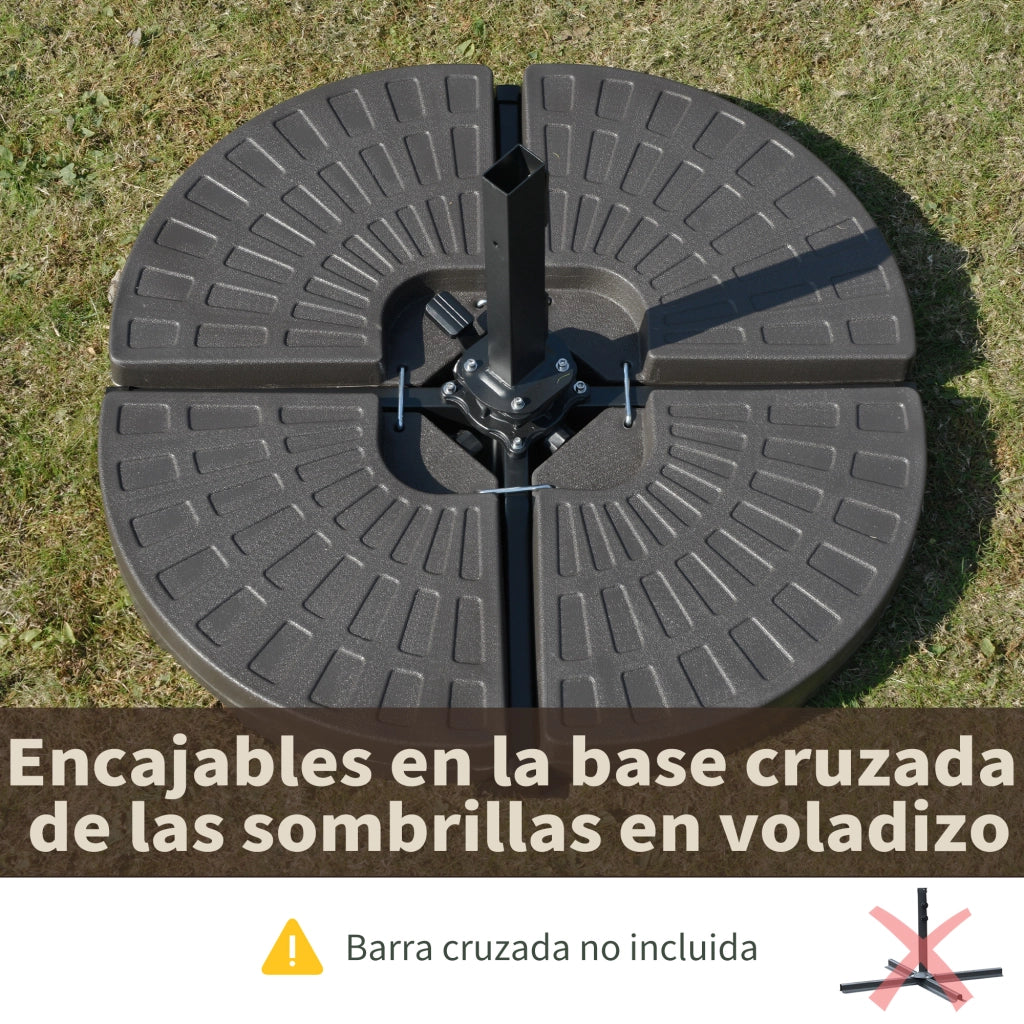 Base per Ombrellone 4 Pezzi Riempibile Sabbia Acqua ¨C Xylo ¨C Marrone 100x100x10,5 cm