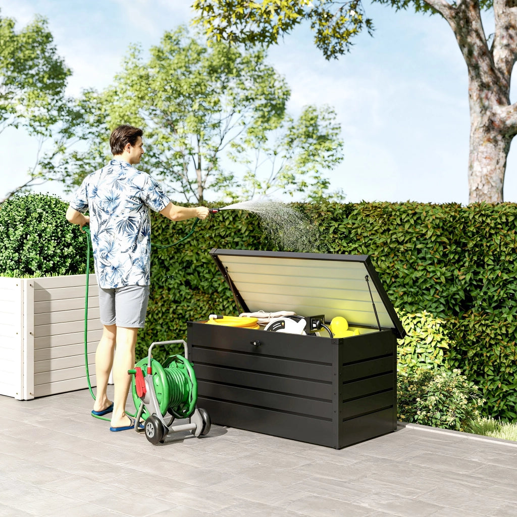 Panca Baule Contenitore da Giardino ¨C Zephmum ¨C Grigio Acciaio 120x62x62